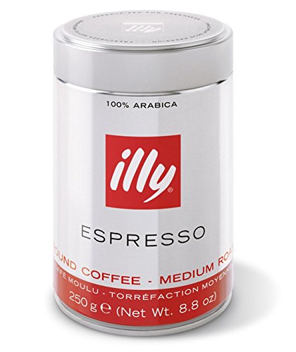 Illy Espresso gemahlen, normale Röstung (medium), Dose mit silber / roter Banderole, 250 g