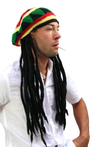 Strickmütze mit Dreadlocks (Bob Marley, Rastafari)