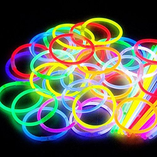 100 Knicklichter, Glow Sticks, Leuchtsticks+5 Leuchtbrille+5 Leucht Haarreifen+100Konnektoren+Kreisverbinder