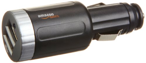 AmazonBasics Kfz-Ladegerät mit 2 USB-Anschlüssen und 2,1 Ampere Ausgangsleistung (schwarz)