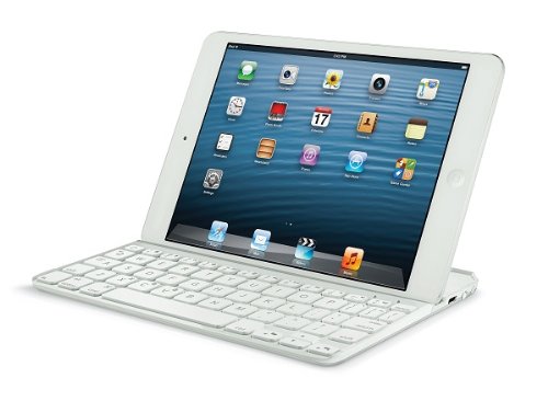Logitech Ultrathin Magnetic Clip-On Keyboard Cover für iPad Mini (kabellose Bluetooth-Tastatur und Halterung, deutsches Tastaturlayout QWERTZ) weiß