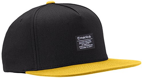 Emerica Erwachsene Cap Standard Issue Snapback, Black/Yellow, One Size, 6140000958 / 6140000940