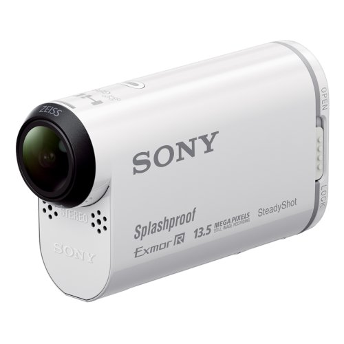 Sony HDR-AS100V Ultra-kompakter Action-Camcorder mit Profi-Features (Full HD, Ultra Weitwinkelaufnahmen, Bildstabilisator, GPS, WiFi/NFC integriert, Foto-Intervallaufnahmen), weiß
