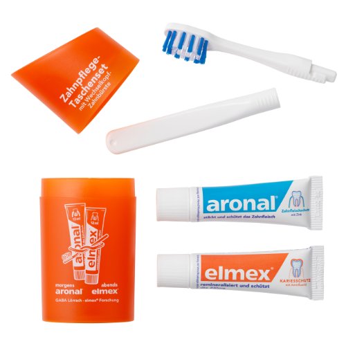 Elmex Zahnpflege-Taschenset (Reise-Zahnbürste und Zahnpasta) orange 1 Stück