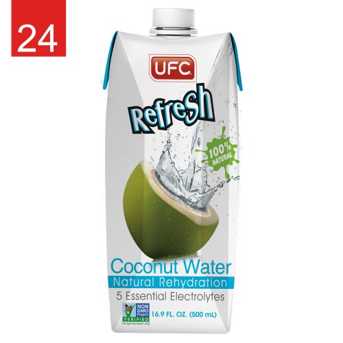 UFC Reines Kokoswasser 100% Pure Kokosnusswasser Thailand 500ml Coconut Water 24er Pack