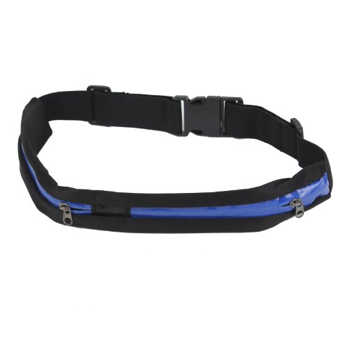 2-TECH Doppelfach Sportgürteltasche Schlüssel und Handy trennen Handygürtel Gürteltasche Laufgürtel in blau ideal für Jogging Laufen