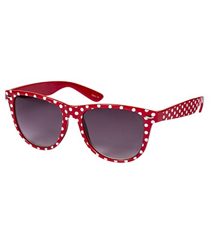 SIX Retro Sonnenbrille in klassischem Rot mit weißen Polkadots (341-633)