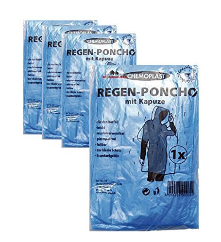 10 x Regenponcho Regen Poncho mit Kaputze Notfallponcho