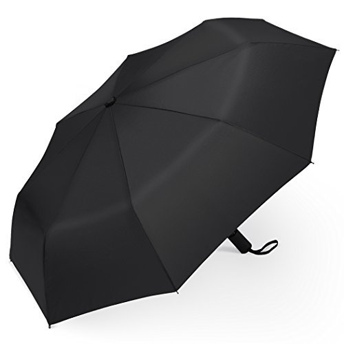 PLEMO Klassischen Schwarzen Automatik Regenschirm Taschenschirm Schirm (94 cm Durchmesser)