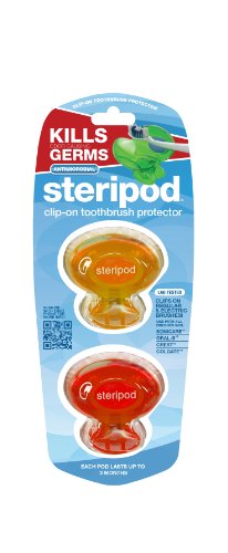 STERIPOD - Zahnbürstenschutz mit Desinfektionsfunktion (Doppelpack orange/rot)